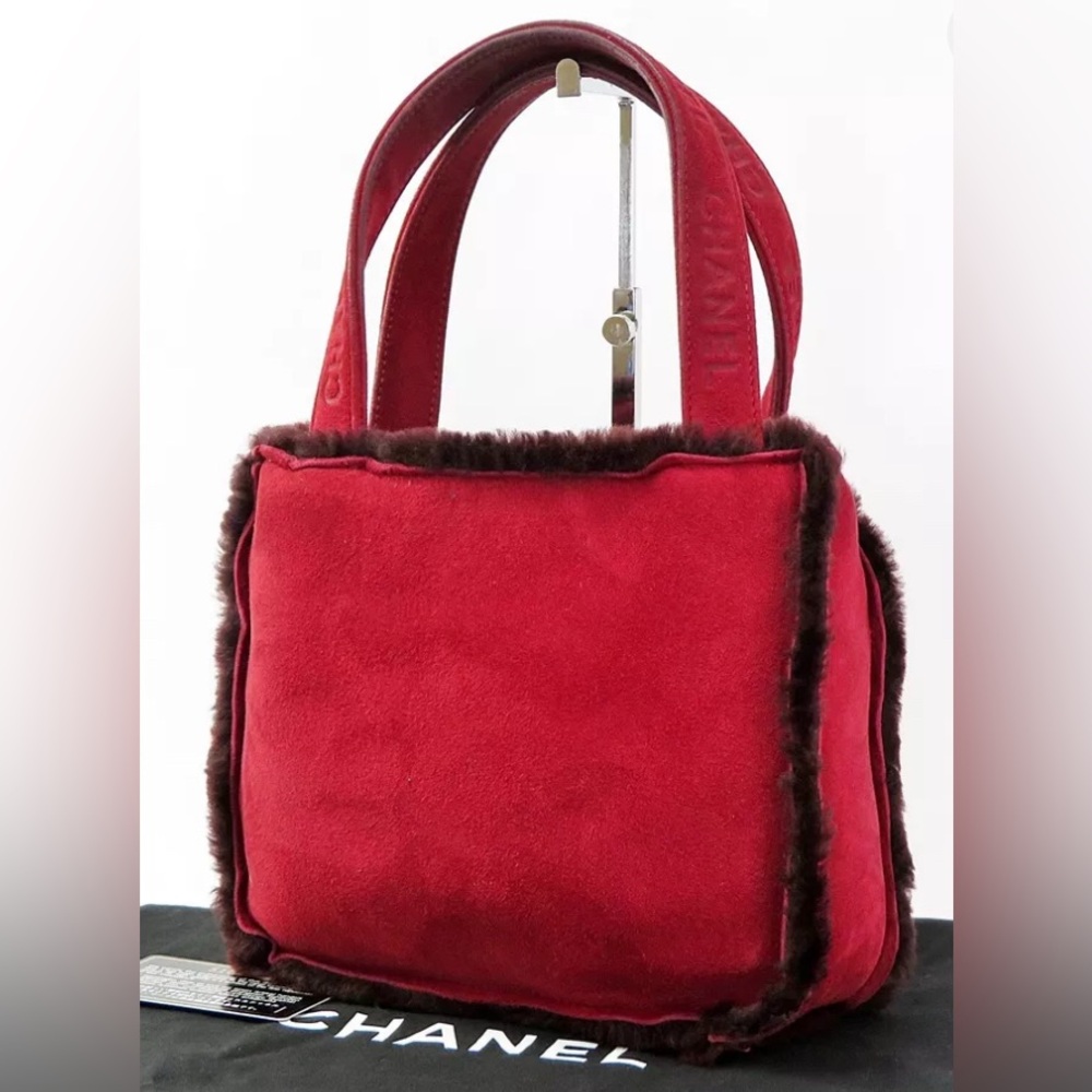 Chanel Shearling Logo Handle Handbag